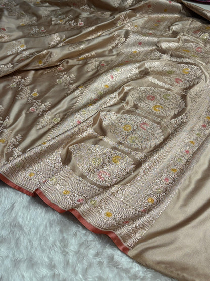 Tusser Minakari Banarasi Cross Mashru Silk Saree MS01