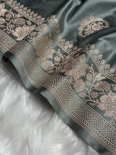 Pastel Gray Boota Mashru Silk Saree MCS24