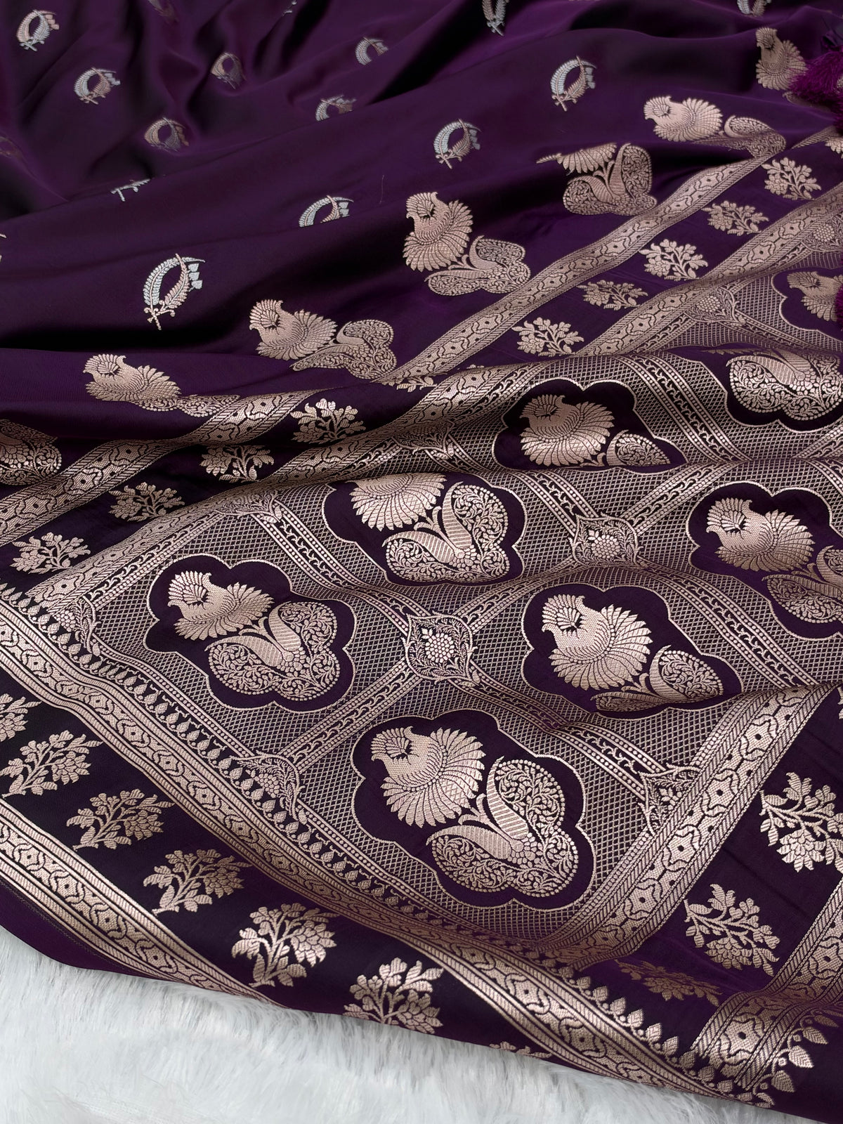 Dark purple Shades Banarasi Boota Pattern Floral Mashru Silk Saree MSM-112