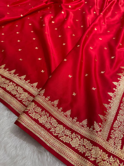 Premium Red Banarasi Booti Katan Silk Saree