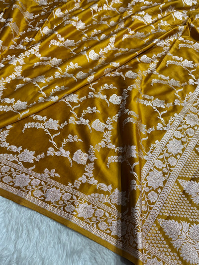 Mustard Shades Minakari Jaal Mashru Silk Saree MCS48