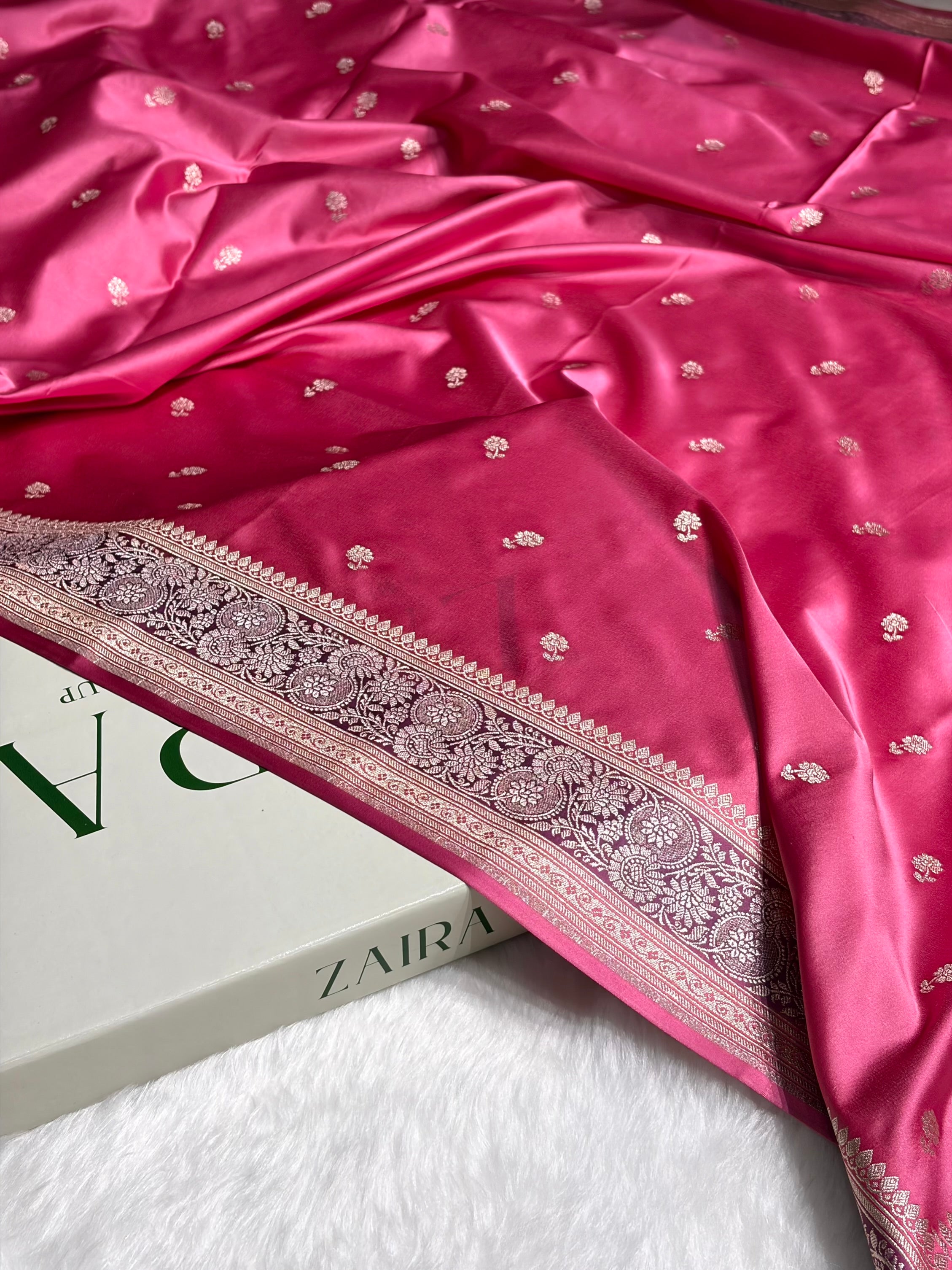 Baby Pink Shades Booti Mashru Silk Saree MS73