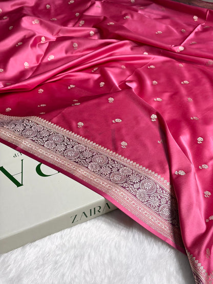 Baby Pink Shades Booti Mashru Silk Saree MS73