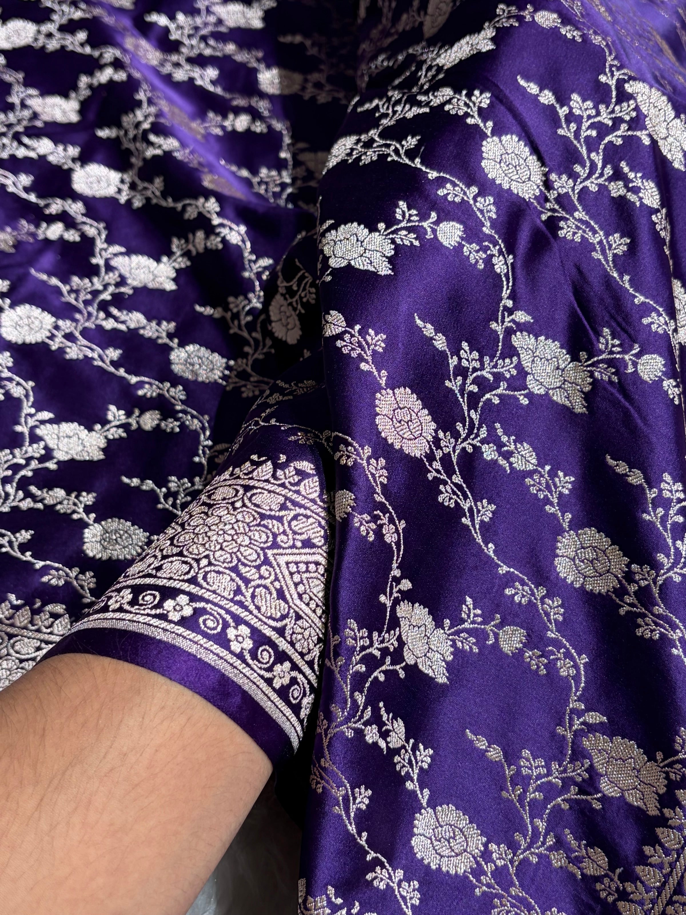 Banarasi Purple Shades Floral Mashru Silk Saree MCS92