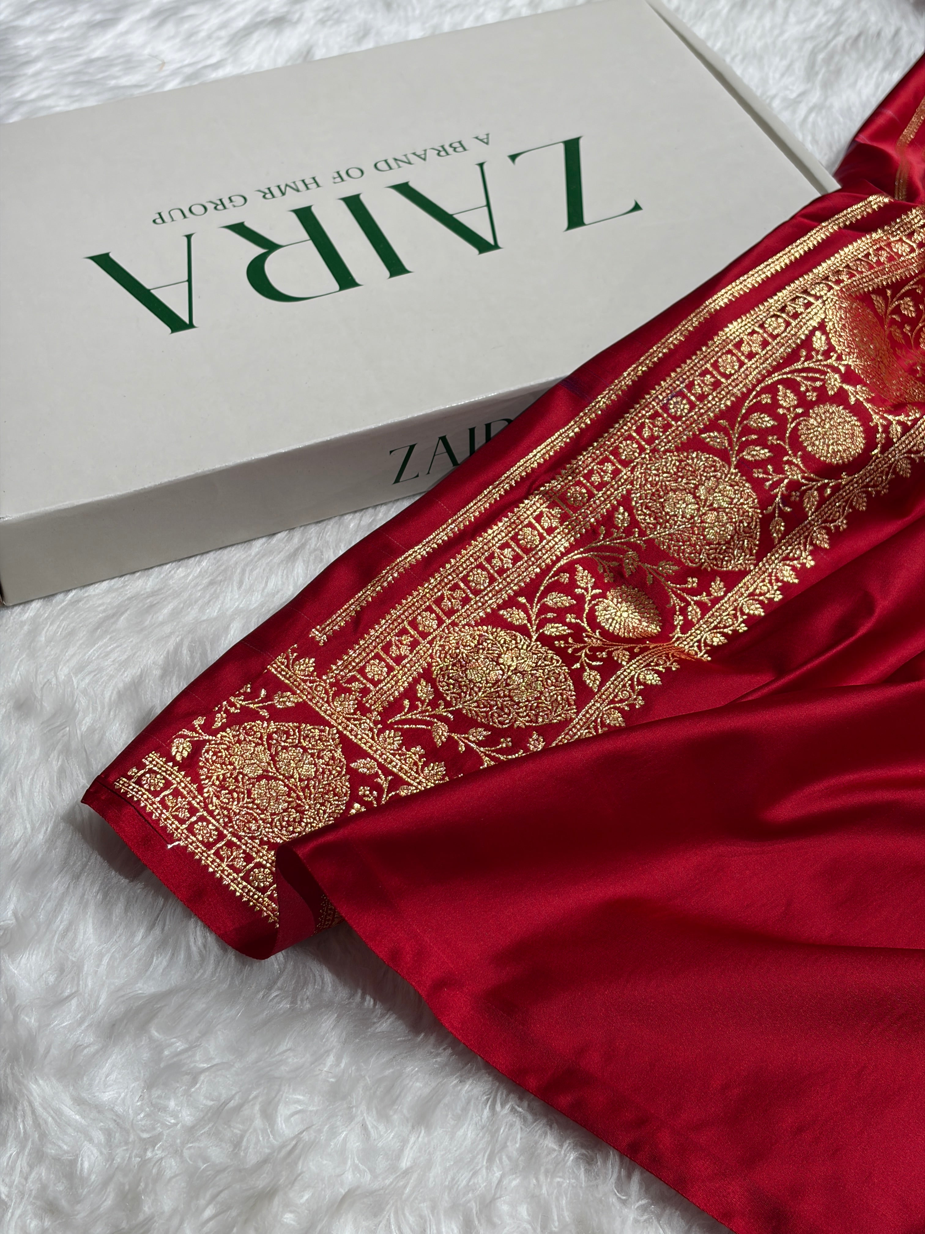 Banarasi Satin Katan Saree With Boota in Dark Red Shades SK117