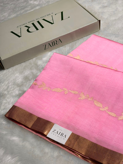 Baby Pink Shades Handwoven Pure Paper Silk RM-39