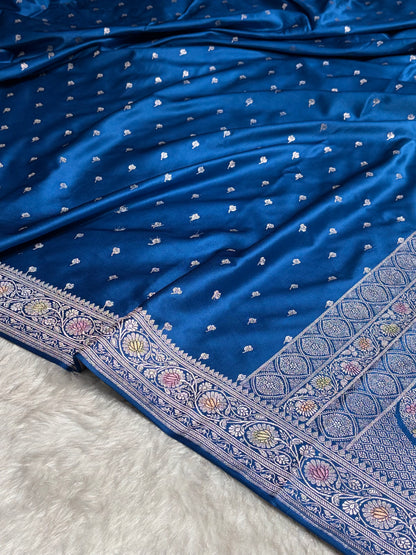Royal Blue Shades With Banarasi Minakari Booti Mashru Silk Saree MS78