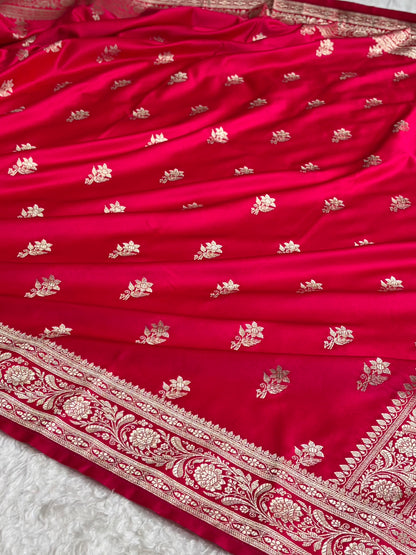 Cross Rani Shades Banarasi Boota Pattern Floral Mashru Silk Saree MSM-120