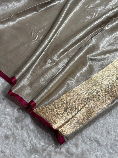 Ultra Light Weight Satin Silk Jaal in Grey Shades SS14