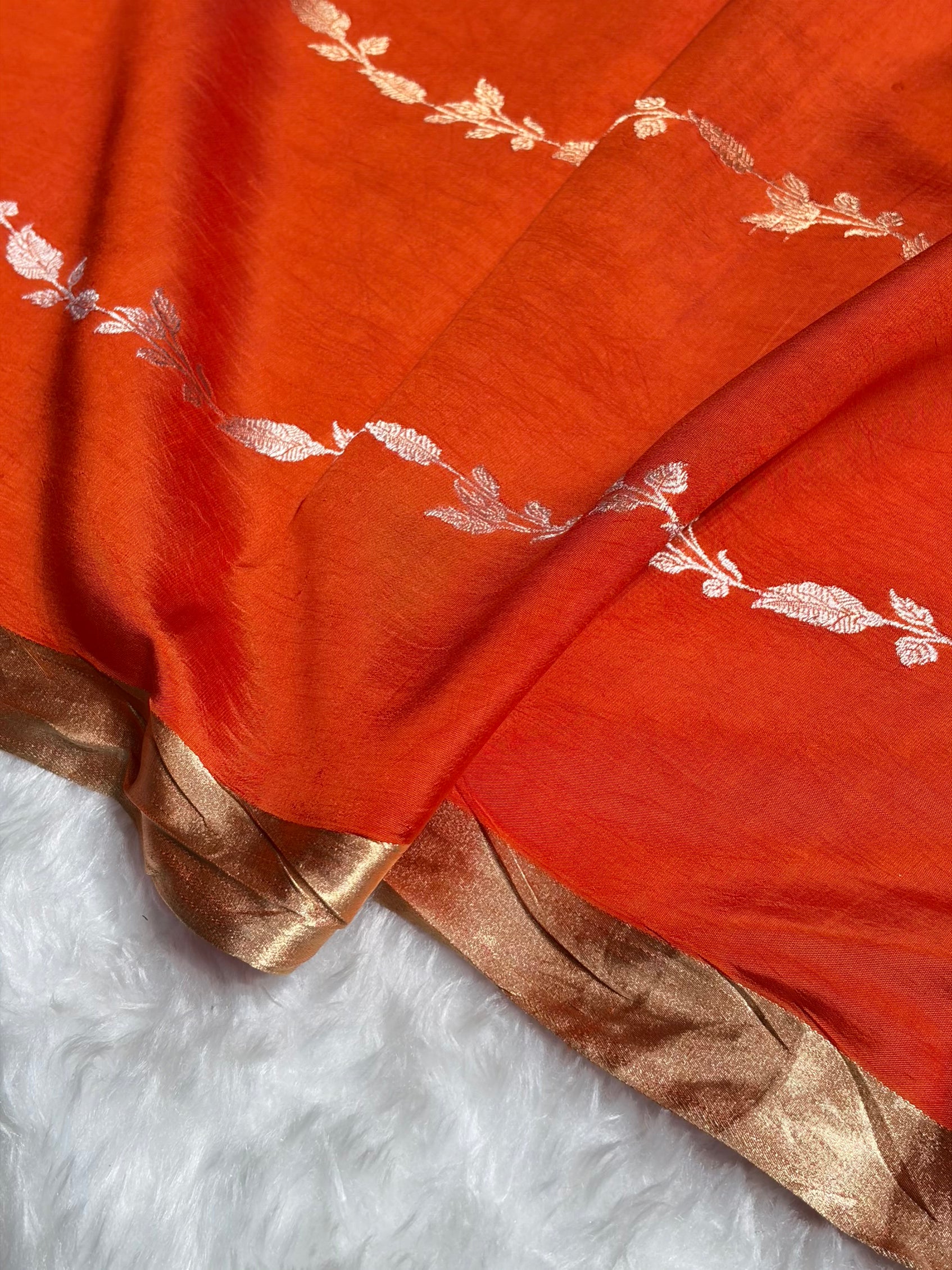 Orange Shades Handwoven Pure Raw Mango Silk RM-39