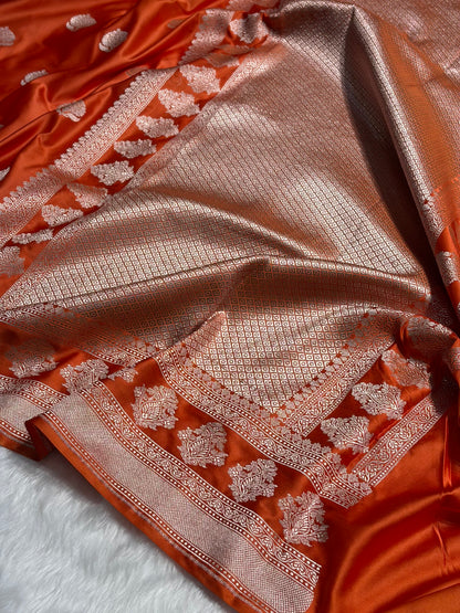 Orange Boota Motif Mashru Silk Saree MS43