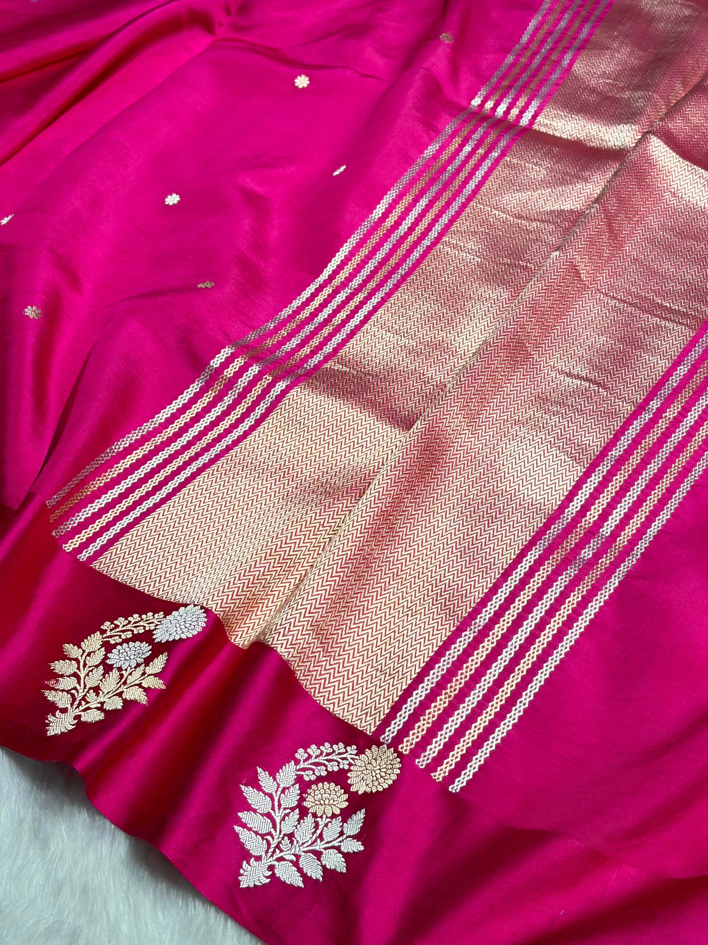 Rani Shade Handwoven Kaduwa Pure Katan Raw Mango Silk RM-05