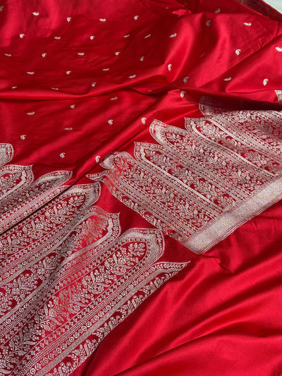 Skirt Border Bridal Red Mashru Silk Saree MCS13