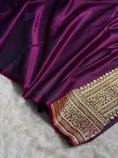 Banarasi Satin Katan Saree in Wine Shades SK88