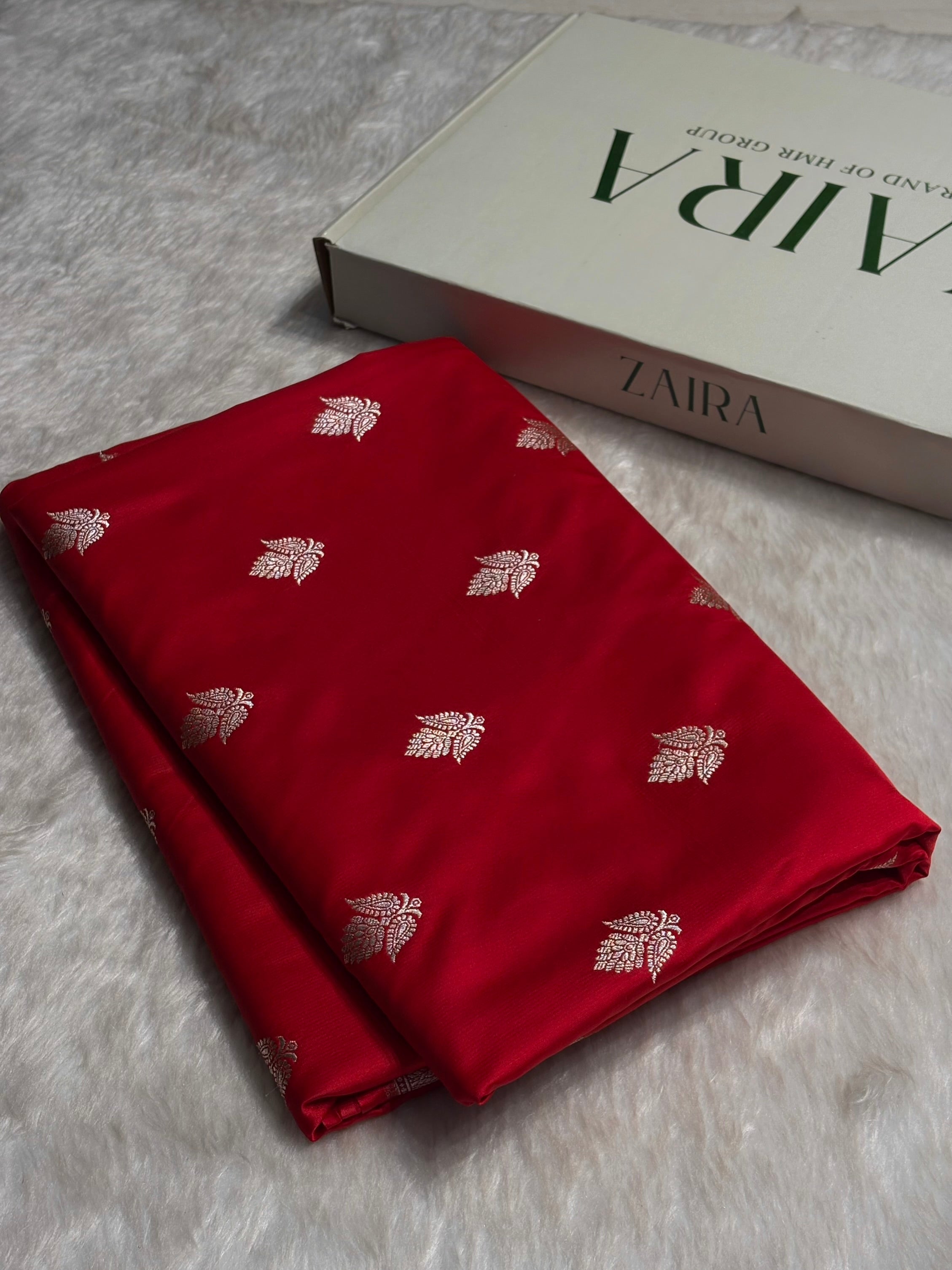 Red Floral Boota With Floral Border Mashru Silk Saree MSM-80