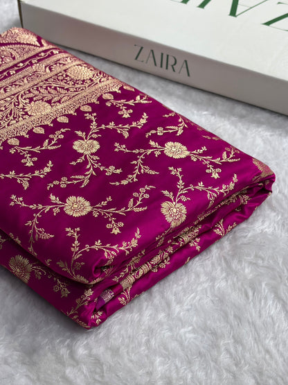 Rani Banarasi Jaal Katan Silk Saree SKM37