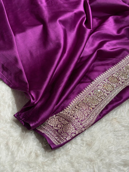 Wine Booti With Swarovski Stone Work Mashru Silk Saree BMS70