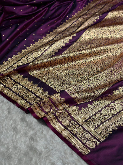 Banarasi Satin Katan Saree in Wine Shades SK91