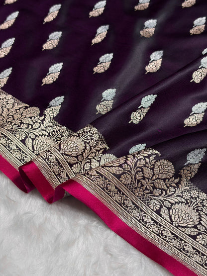 Wine Shades Floral Booti Mashru Silk Saree MSM-69