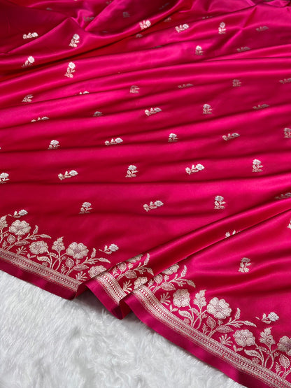 Rani Boota With Floral Border Mashru Silk Saree MSM-86