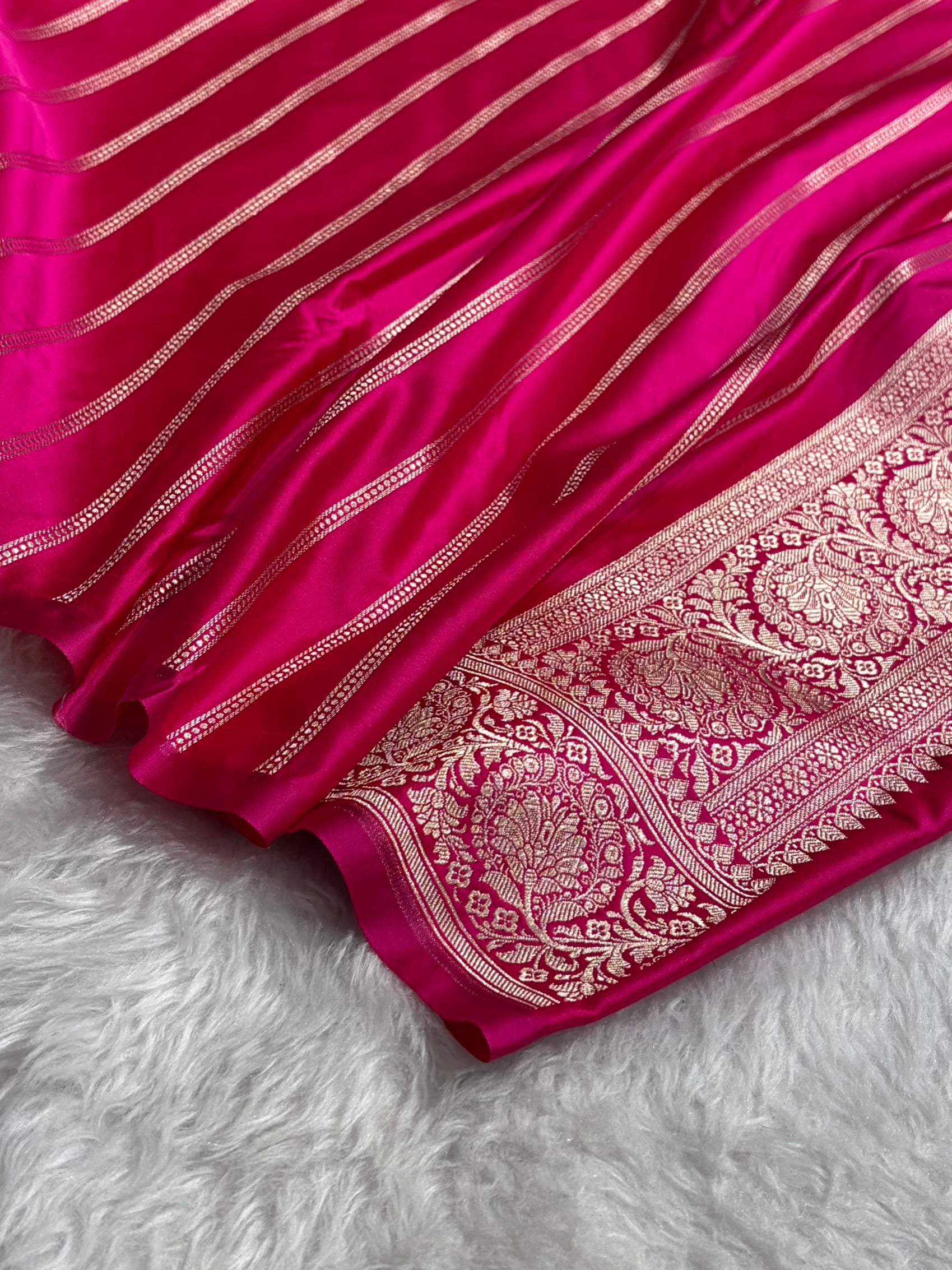 Cross Rani Floral Boota With Floral Border Mashru Silk Saree MSM-81