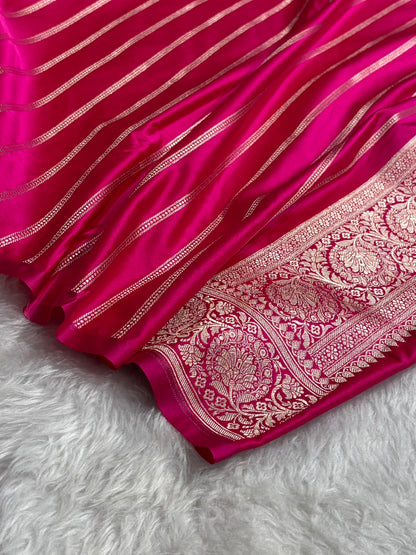 Cross Rani Floral Boota With Floral Border Mashru Silk Saree MSM-81