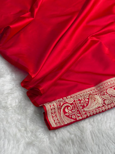 Banarasi Cross Red Shades Banarasi Boota Pattern Floral Mashru Silk Saree MSM-104