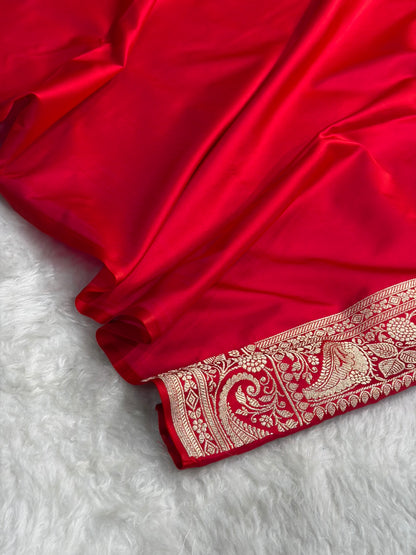 Banarasi Cross Red Shades Banarasi Boota Pattern Floral Mashru Silk Saree MSM-104