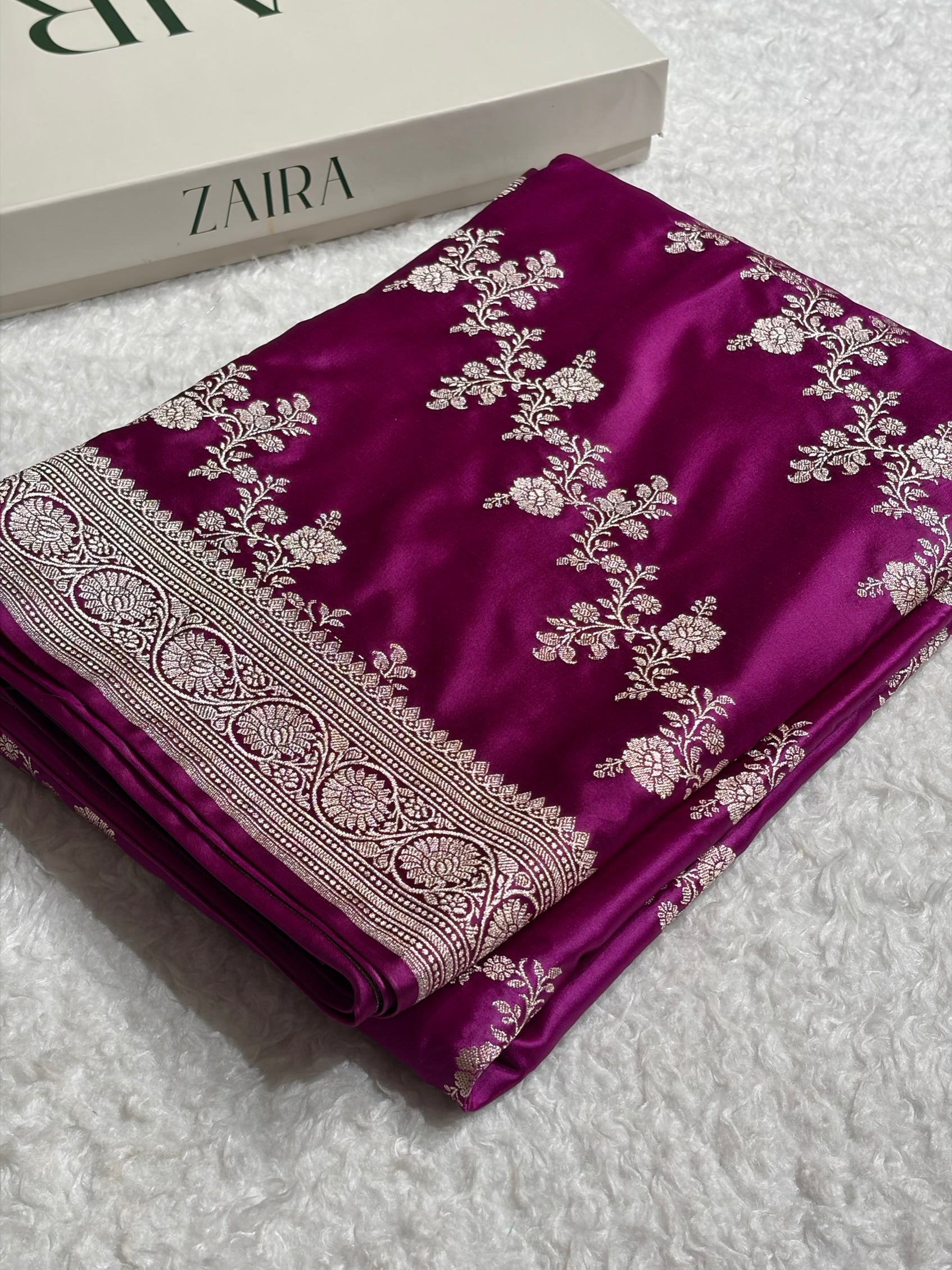 Wine Banarasi Cross Mashru Silk Saree MCS01