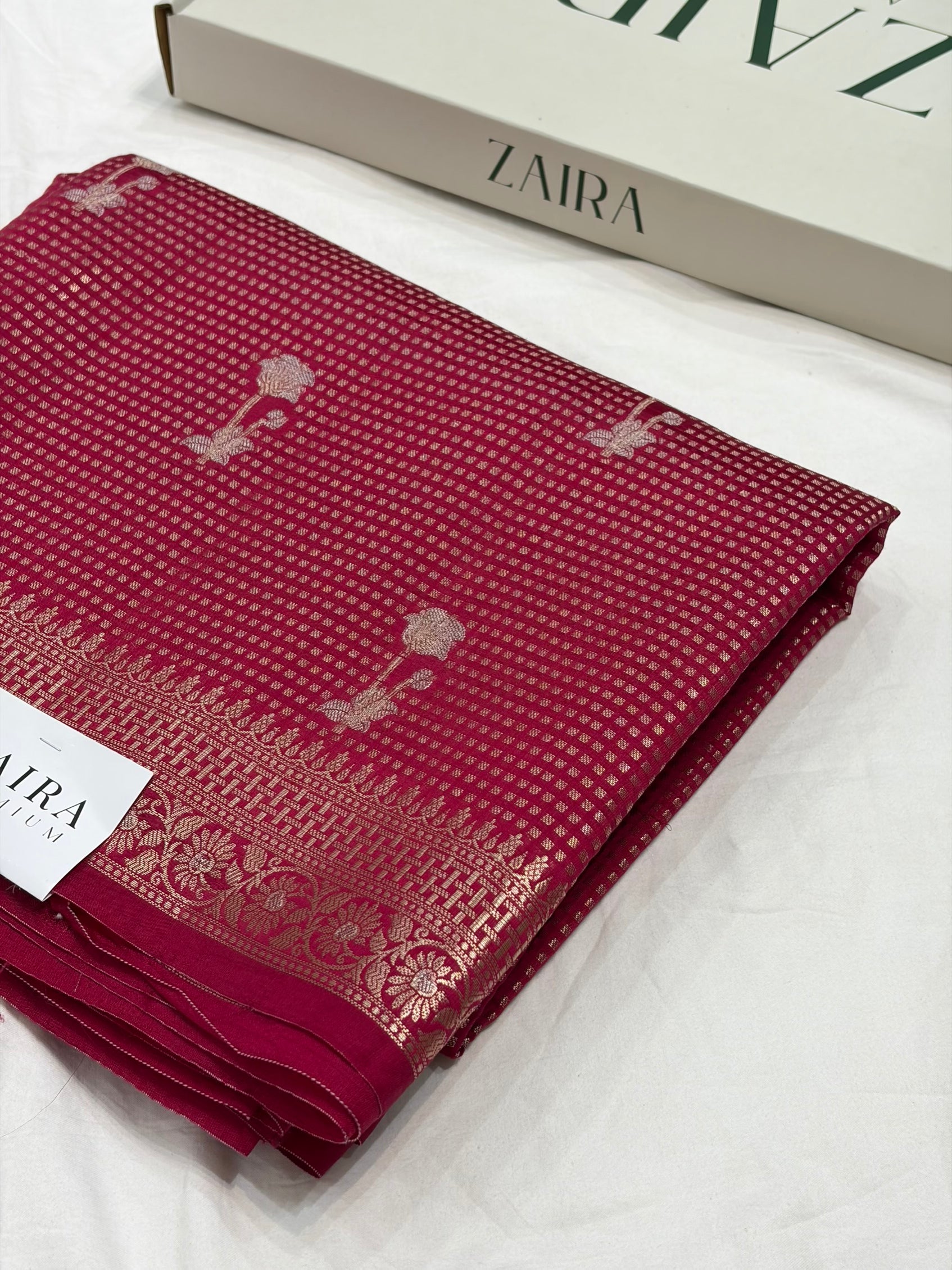 Rani Flower Booti Pure Caramel Silk Saree