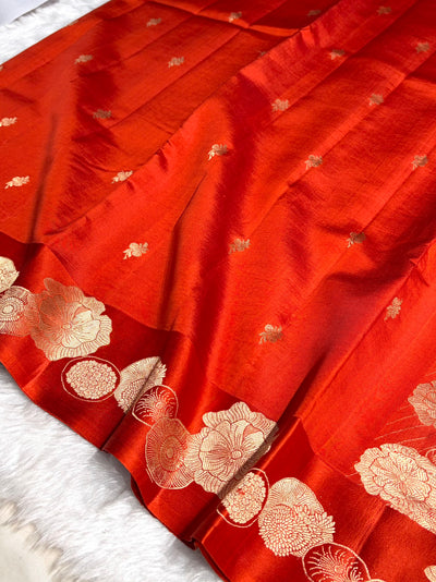 Rust Orange Shades Handwoven Pure Paper Silk RM-61