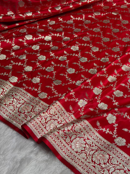 Red Jaal katan Silk Saree SK18