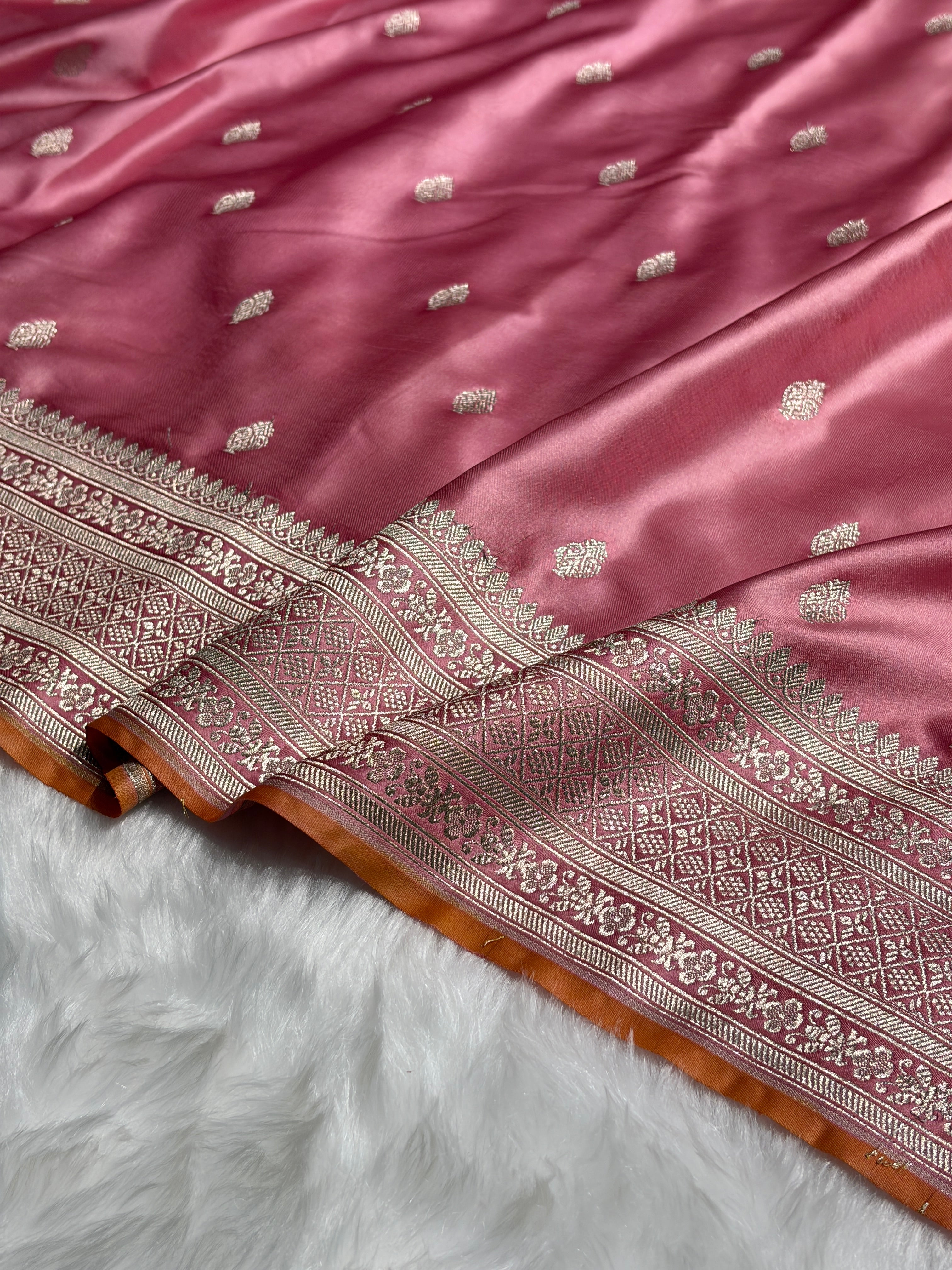 Baby Pink Shades Mashru Silk Booti MS39