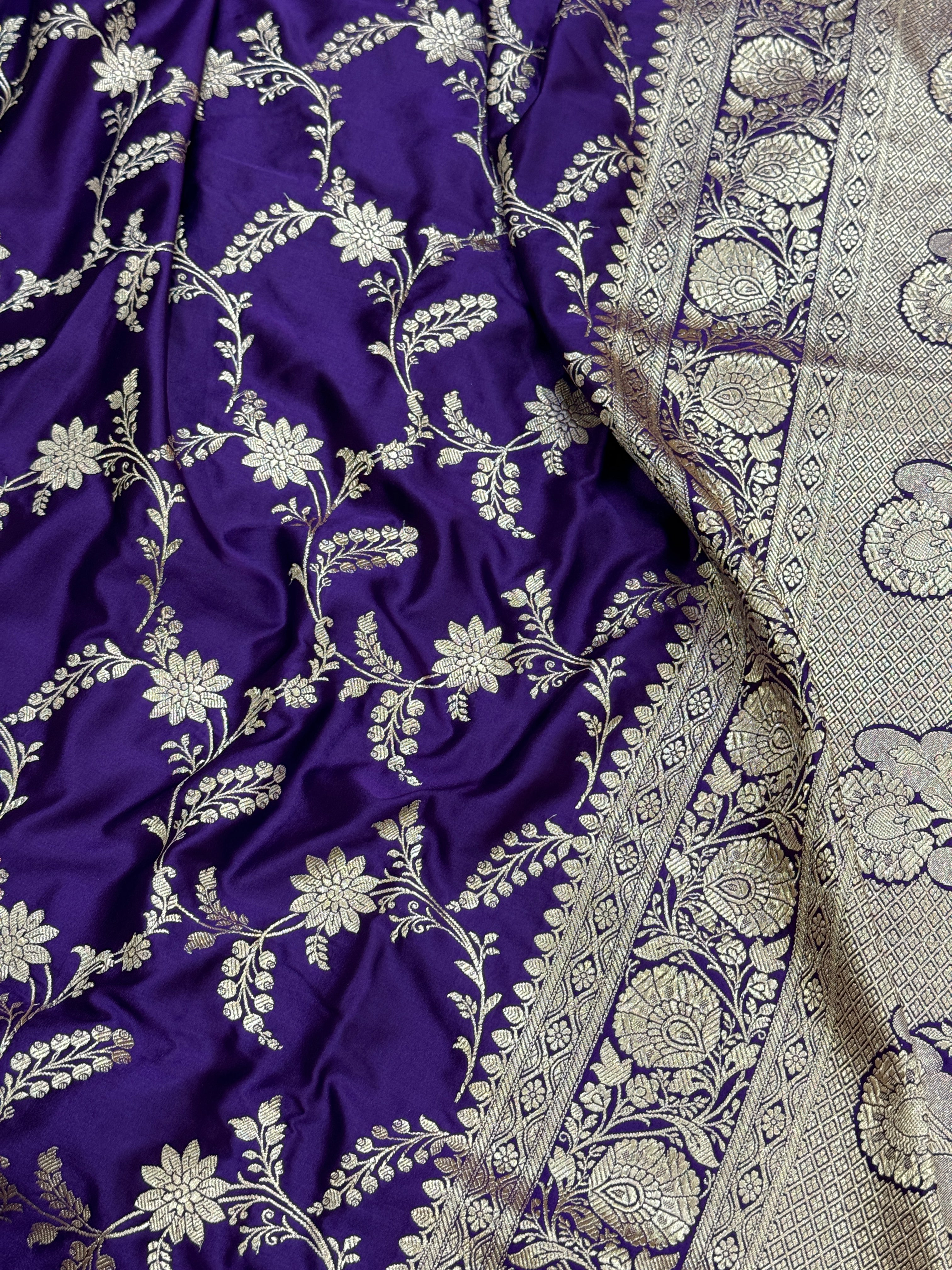 Banarasi Pattern Jaal Purple Shade Mashru Silk Saree