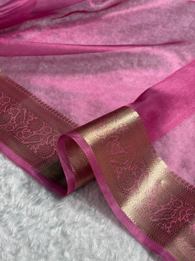 Banarasi Baby Pink Shades Pure Tissue Silk Saree PT-60