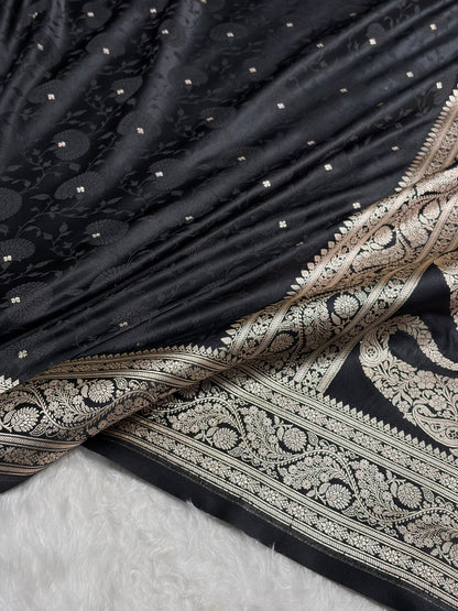 Black Shades Tanchoi Motif Mashru Silk Saree MST-11