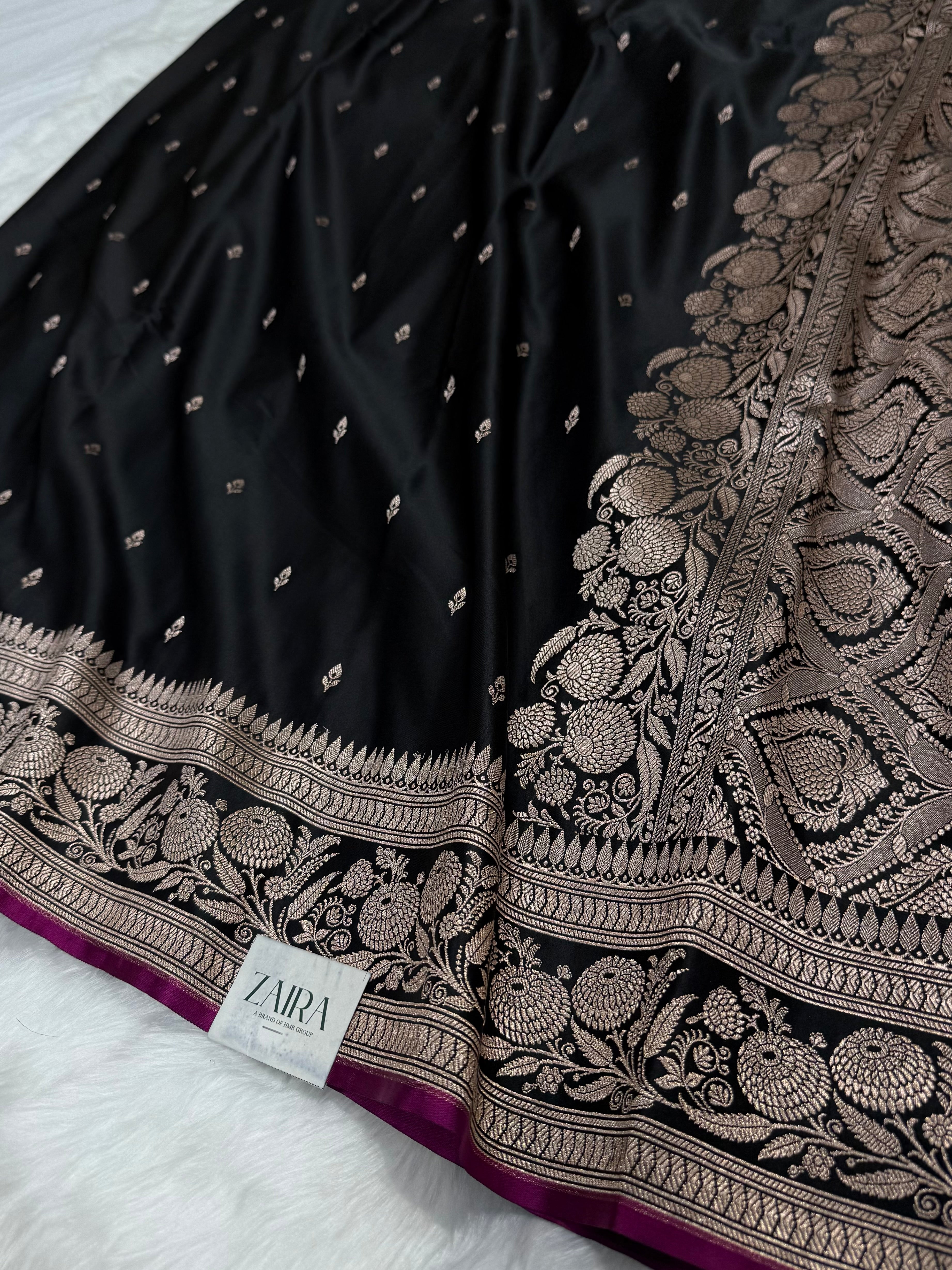 Black Shades Floral Boota Mashru Silk Saree MSM 73