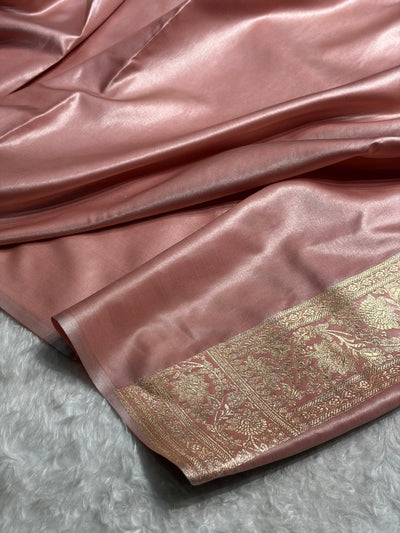 Banarasi Light Weight Satin Silk Mauve Cross Pattern SS10