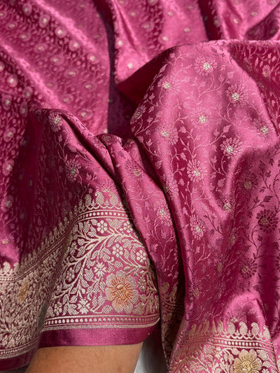 Mauve Shades Minakari Booti Tanchoi Mashru Silk Saree MCS49