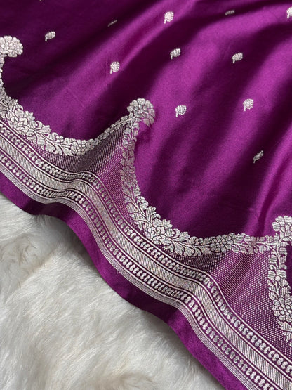 Wine Shades Scallop Mashru Silk Saree MS60