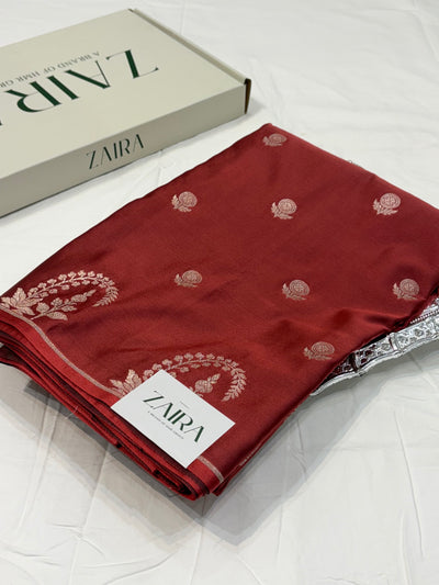 Dark Rust Shade With Booti Pattern Mashru Silk Saree