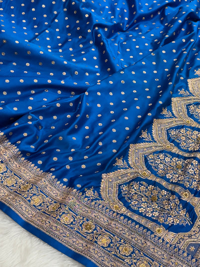 Blue Katan Silk with Ari , Zardozy and Stone BSK01