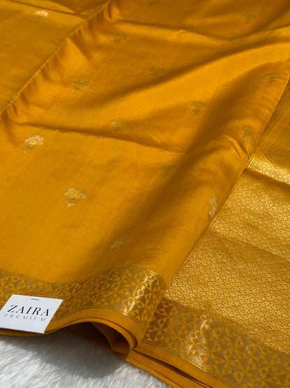 Mustard Yellow Handwoven Paper Mango Silk