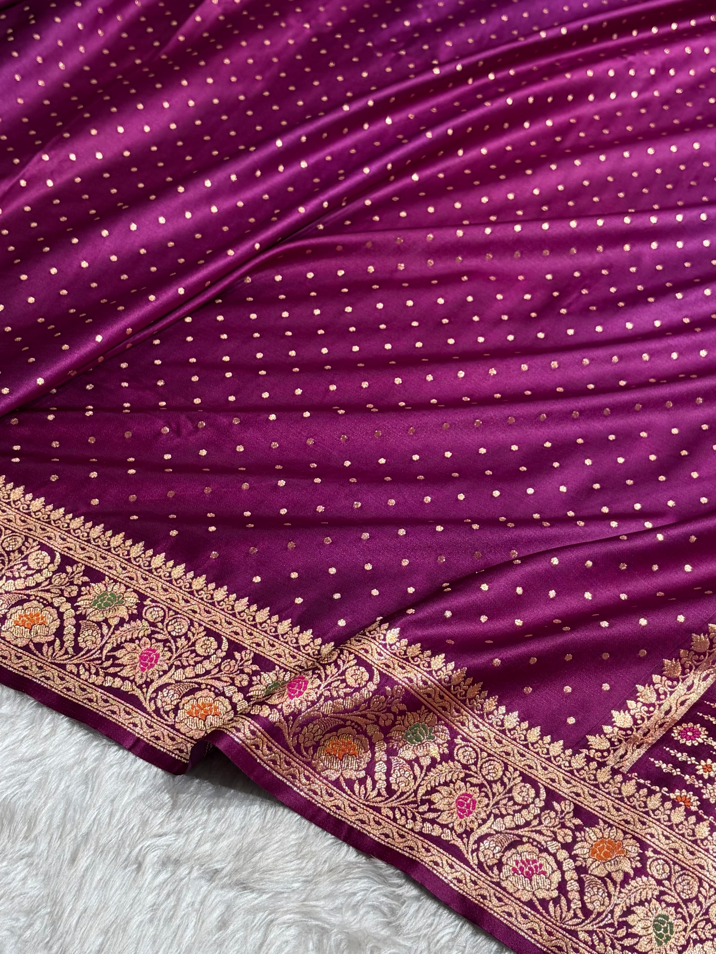 Wine Shade With Minakari Border Pattern Katan Silk Saree
