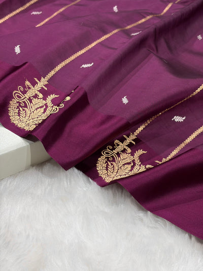 Wine Shades Rangkart Handwoven Pure Katan Paper Silk RM-44