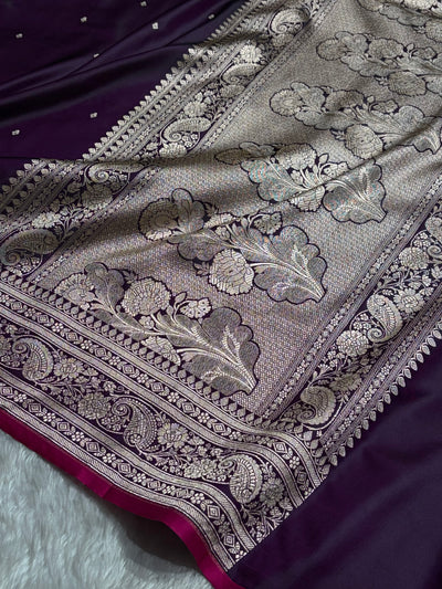 Cross Wine Shade With Booti Pattern Mashru Silk Saree