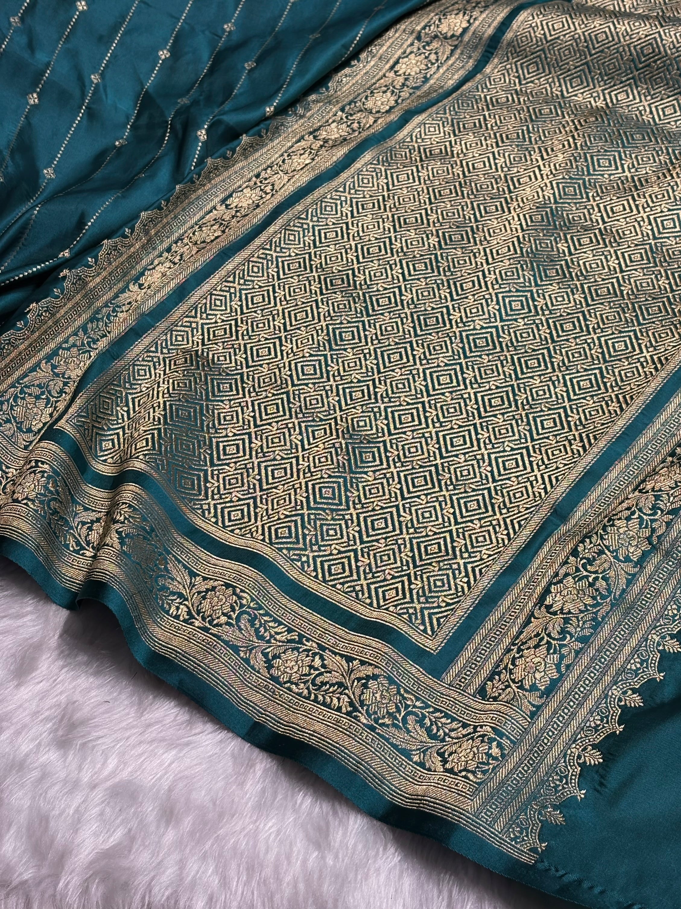 Dusty Rama Shades Satin Katan Silk Saree SK63