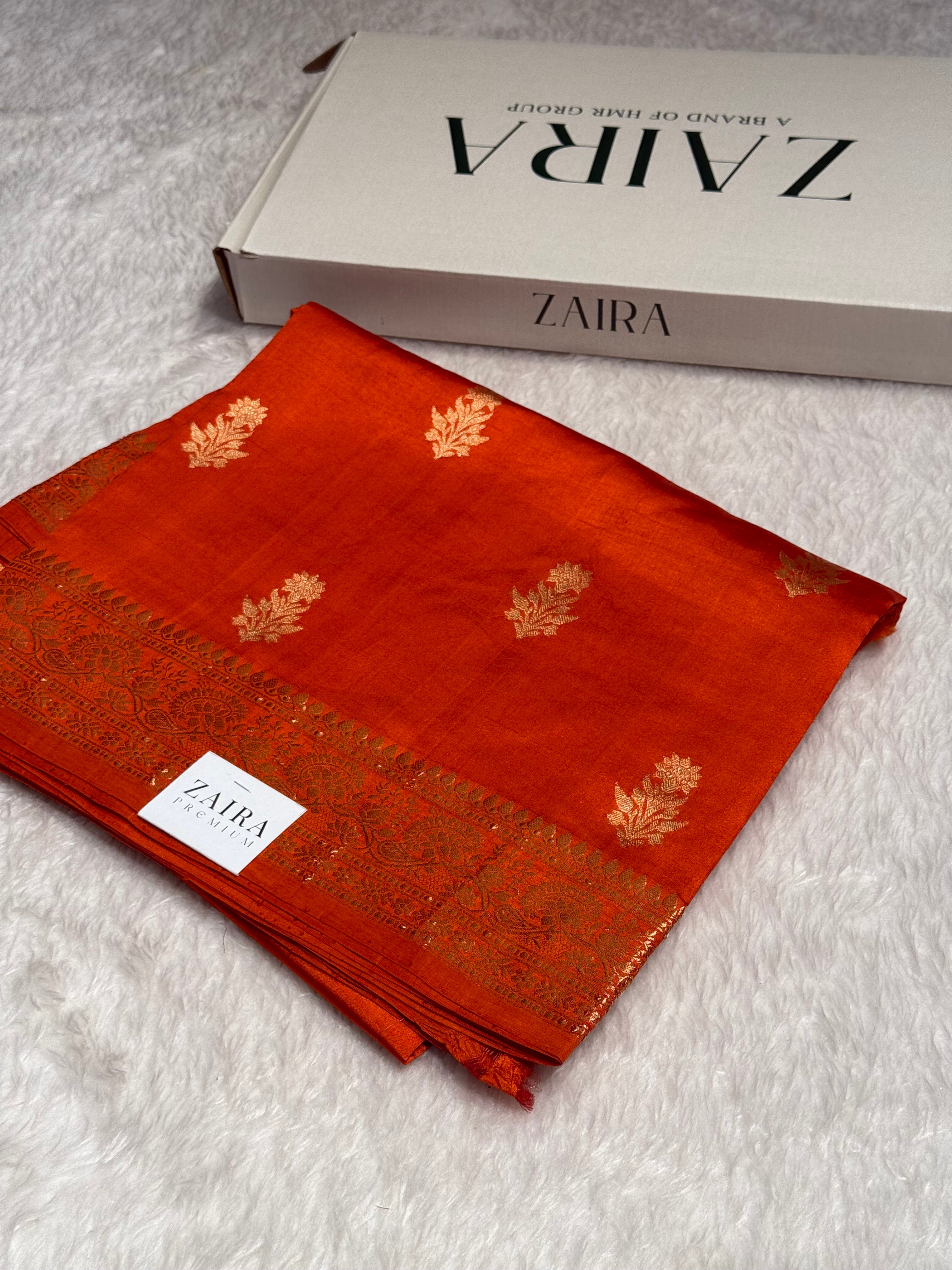 Orange Boota Handwoven Paper Mango Silk