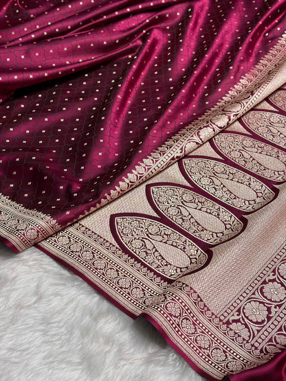 Garnet Shades Tanchoi Motif Mashru Silk Saree MST-13
