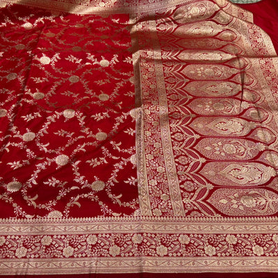 Light Weight Bridal Red Satin Silk Saree SS14